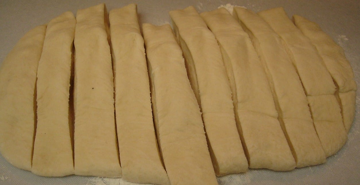 Cut dough into strips