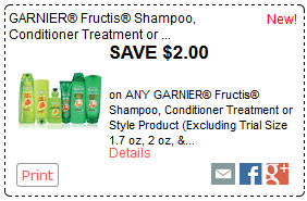$2 00/1 Garnier Fructis Hair Product Printable Coupon ($0 50 at Kroger)