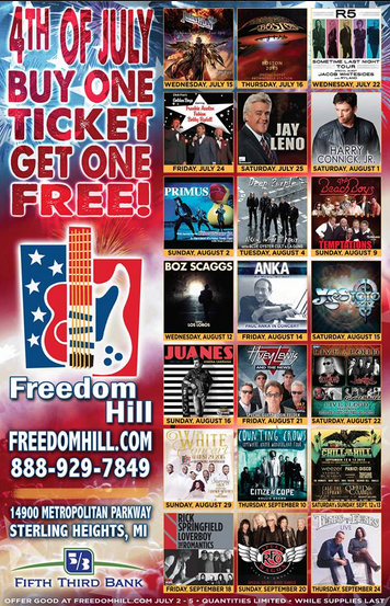freedom hill b1g1 ticket sale