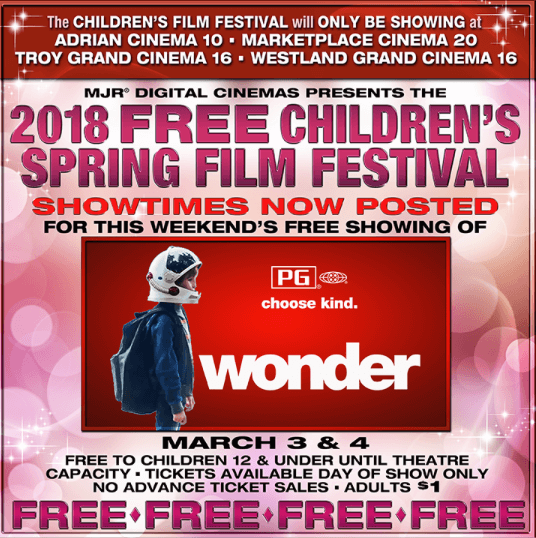 MJR free spring children's film festival
