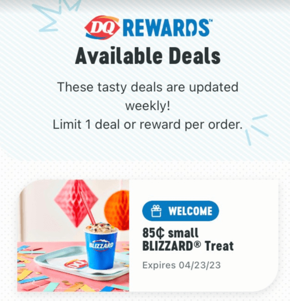 Dairy Queen 85¢ Small Blizzard Treat!